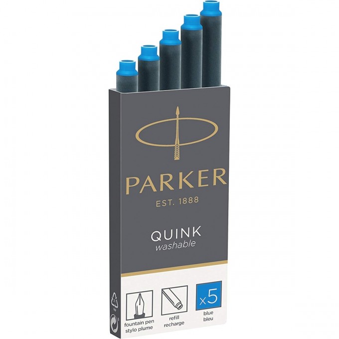 Картридж PARKER QUINK Z11 синие чернила смывающиеся для ручек перьевых для Parker (5 шт) CW1950383 Картридж PARKER QUINK Z11 синие чернила смывающиеся для ручек перьевых для Parker (5 шт) CW1950383