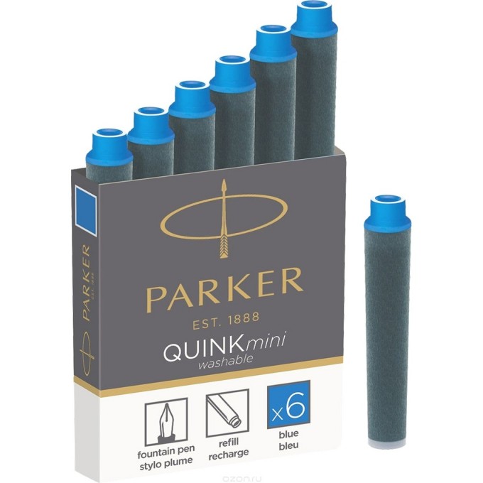Картридж PARKER QUINK Z17 MINI синие чернила для ручек перьевых для Parker (6 шт) CW1950409 Картридж PARKER QUINK Z17 MINI синие чернила для ручек перьевых для Parker (6 шт) CW1950409