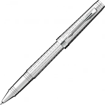 Ручка роллерная PARKER PREMIER DELUXE CHISELLING СЕРЕБРО, F